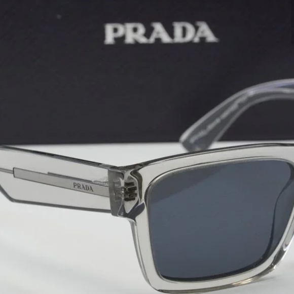 FINAL PRICE NEW PRADA PR 25ZS U430A9 CRYSTAL GREY / BLUE SUNGLASSES - Picture 5 of 8